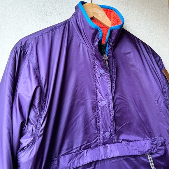 Tory Burch REVERSIBLE NYLON FLEECE PULLOVER JACKET Purple Orange Sz XS - Picture 6 of 16